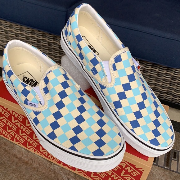 VANS CLASSIC SLIP ON CHECKERBOARD BLUE TOPAZ WMNS - Picture 2 of 16
